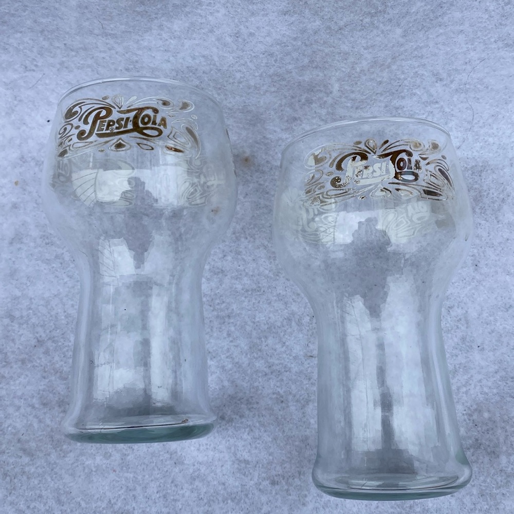 Pepsi Cola Set 2 Glasses Fountain Style Vintage